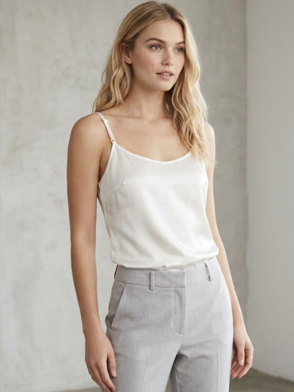 BCBG MaxAzria Ivory‎ Satin Spaghetti Strap tank Top XS